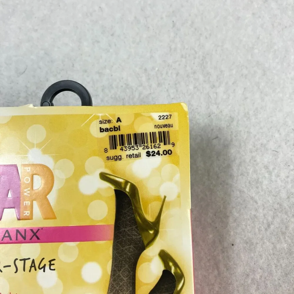 Star Power By Spanx Women Size A Shaping Tights Black Patterned Stretch Shapwear
